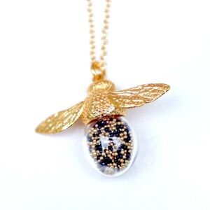 NEW Bee Shaker N1479MV Necklace 18K Gold Vermeil Blown Glass Crystal C Weitzman